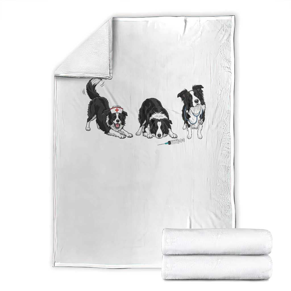 Funny Border Collie Nurse Vet Tech Throw Blanket Dog Lover Medical Worker Gift TS12 White Print Your Wear