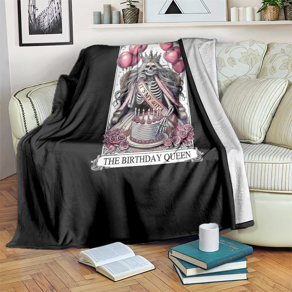 Funny 40th Birthday Queen Tarot Card Throw Blanket Gothic Skeleton Dark Humor Gift TS12 Print Your Wear