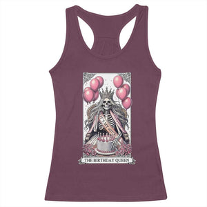 Funny 40th Birthday Queen Tarot Card Racerback Tank Top Gothic Skeleton Dark Humor Gift TS12 Maroon Print Your Wear