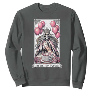 Funny 40th Birthday Queen Tarot Card Sweatshirt Gothic Skeleton Dark Humor Gift TS12 Dark Heather Print Your Wear