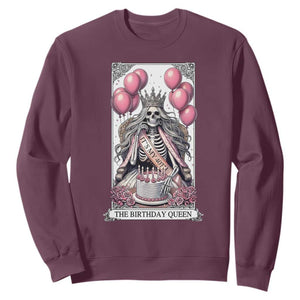 Funny 40th Birthday Queen Tarot Card Sweatshirt Gothic Skeleton Dark Humor Gift TS12 Maroon Print Your Wear