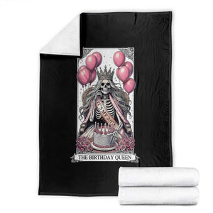Funny 20th Birthday Queen Tarot Card Throw Blanket Gothic Skeleton Dark Humor Gift TS12 Black Print Your Wear