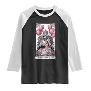 Funny 20th Birthday Queen Tarot Card Raglan Shirt Gothic Skeleton Dark Humor Gift TS12 Black White Print Your Wear