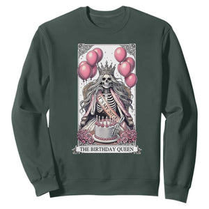 Funny 20th Birthday Queen Tarot Card Sweatshirt Gothic Skeleton Dark Humor Gift TS12 Dark Forest Green Print Your Wear