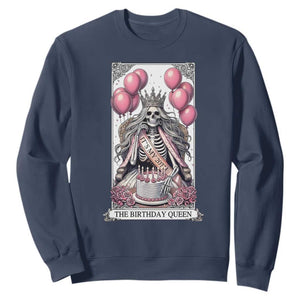 Funny 20th Birthday Queen Tarot Card Sweatshirt Gothic Skeleton Dark Humor Gift TS12 Navy Print Your Wear