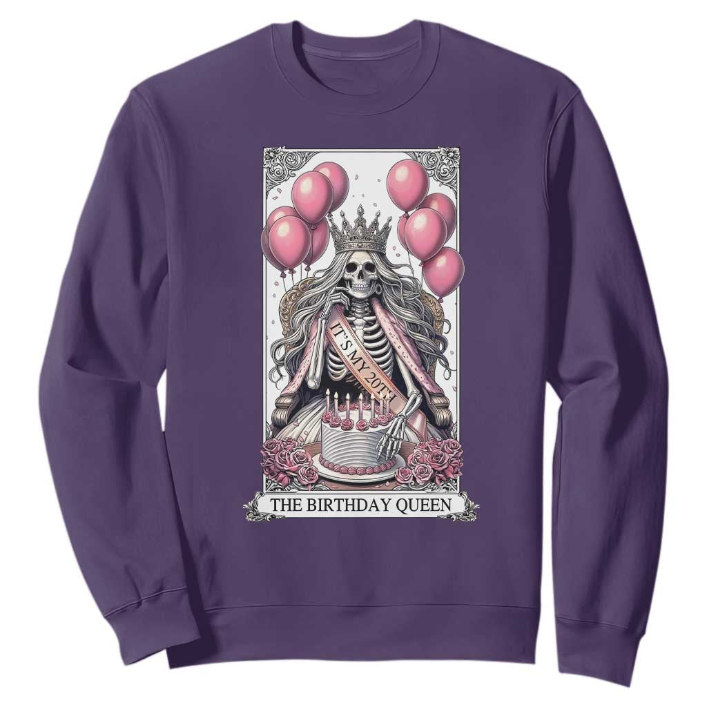 Funny 20th Birthday Queen Tarot Card Sweatshirt Gothic Skeleton Dark Humor Gift TS12 Purple Print Your Wear