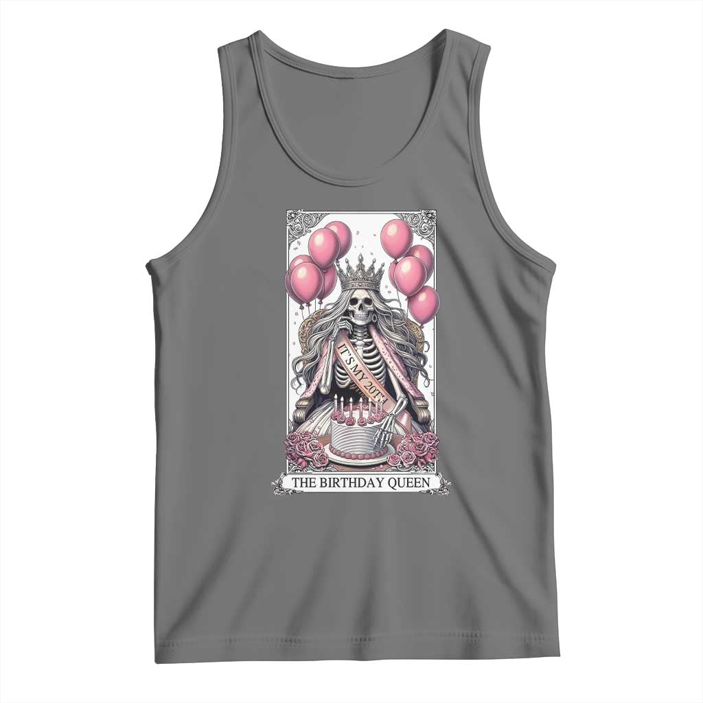 Funny 20th Birthday Queen Tarot Card Tank Top Gothic Skeleton Dark Humor Gift TS12 Black Heather Print Your Wear