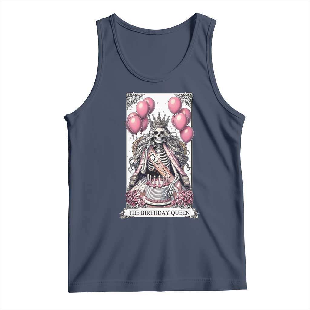 Funny 20th Birthday Queen Tarot Card Tank Top Gothic Skeleton Dark Humor Gift TS12 Navy Print Your Wear