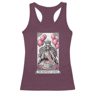 Funny 25th Birthday Queen Tarot Card Racerback Tank Top Gothic Skeleton Dark Humor Gift TS12 Maroon Print Your Wear