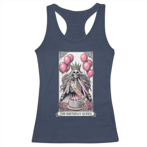 Funny 25th Birthday Queen Tarot Card Racerback Tank Top Gothic Skeleton Dark Humor Gift TS12 Navy Print Your Wear