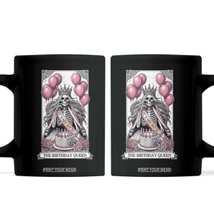 Funny 30th Birthday Queen Tarot Card Coffee Mug Gothic Skeleton Dark Humor Gift TS12 Black Print Your Wear