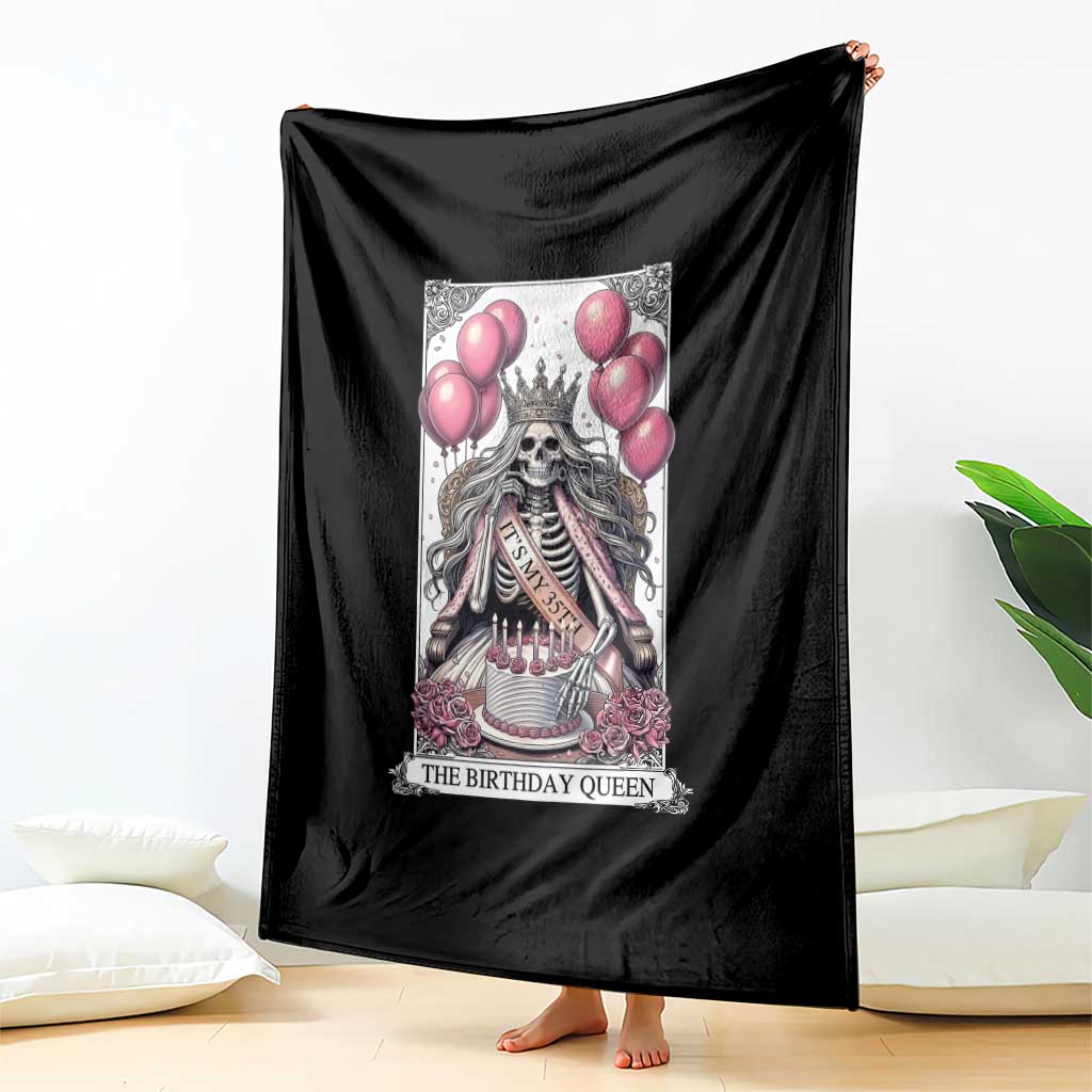 Funny 35th Birthday Queen Tarot Card Throw Blanket Gothic Skeleton Dark Humor Gift TS12 Print Your Wear