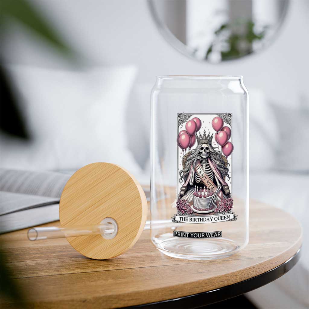 Funny 35th Birthday Queen Tarot Card Glass Can Gothic Skeleton Dark Humor Gift TS12 Print Your Wear