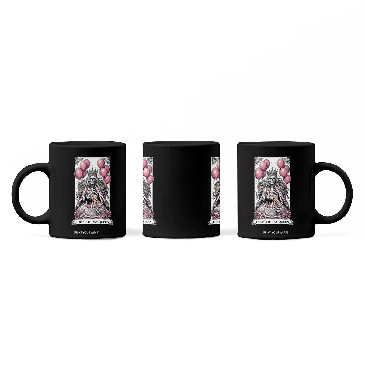 Funny 45th Birthday Queen Tarot Card Coffee Mug Gothic Skeleton Dark Humor Gift TS12 Print Your Wear