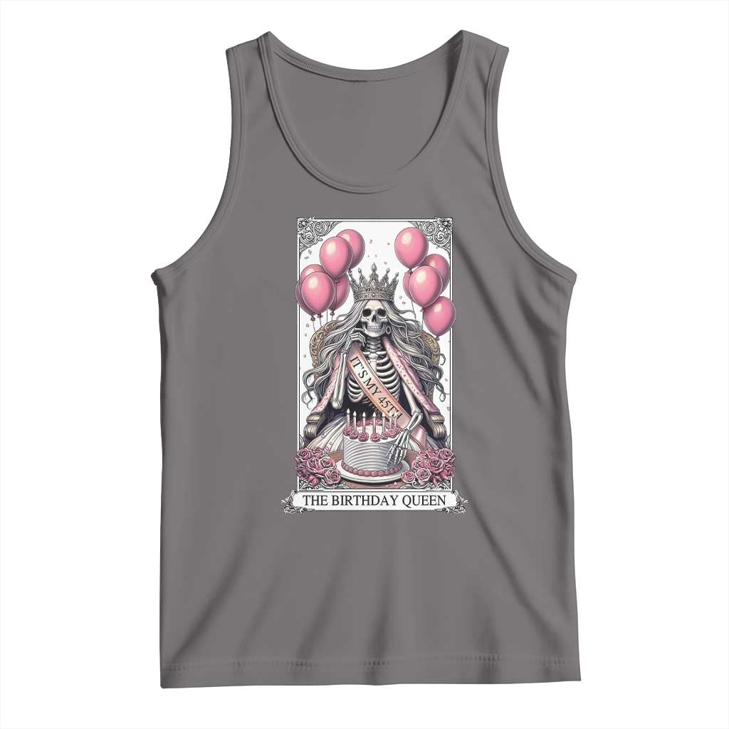 Funny 45th Birthday Queen Tarot Card Tank Top Gothic Skeleton Dark Humor Gift TS12 Deep Heather Print Your Wear