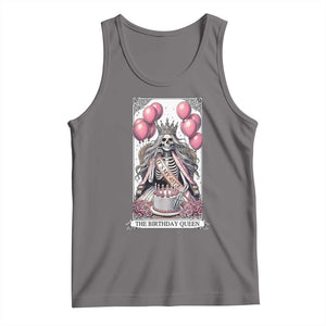 Funny 45th Birthday Queen Tarot Card Tank Top Gothic Skeleton Dark Humor Gift TS12 Deep Heather Print Your Wear
