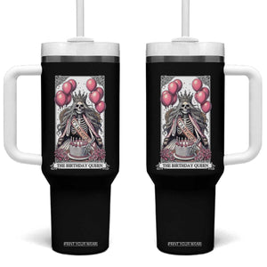 Funny 45th Birthday Queen Tarot Card Tumbler With Handle Gothic Skeleton Dark Humor Gift TS12 One Size: 40 oz Black Print Your Wear