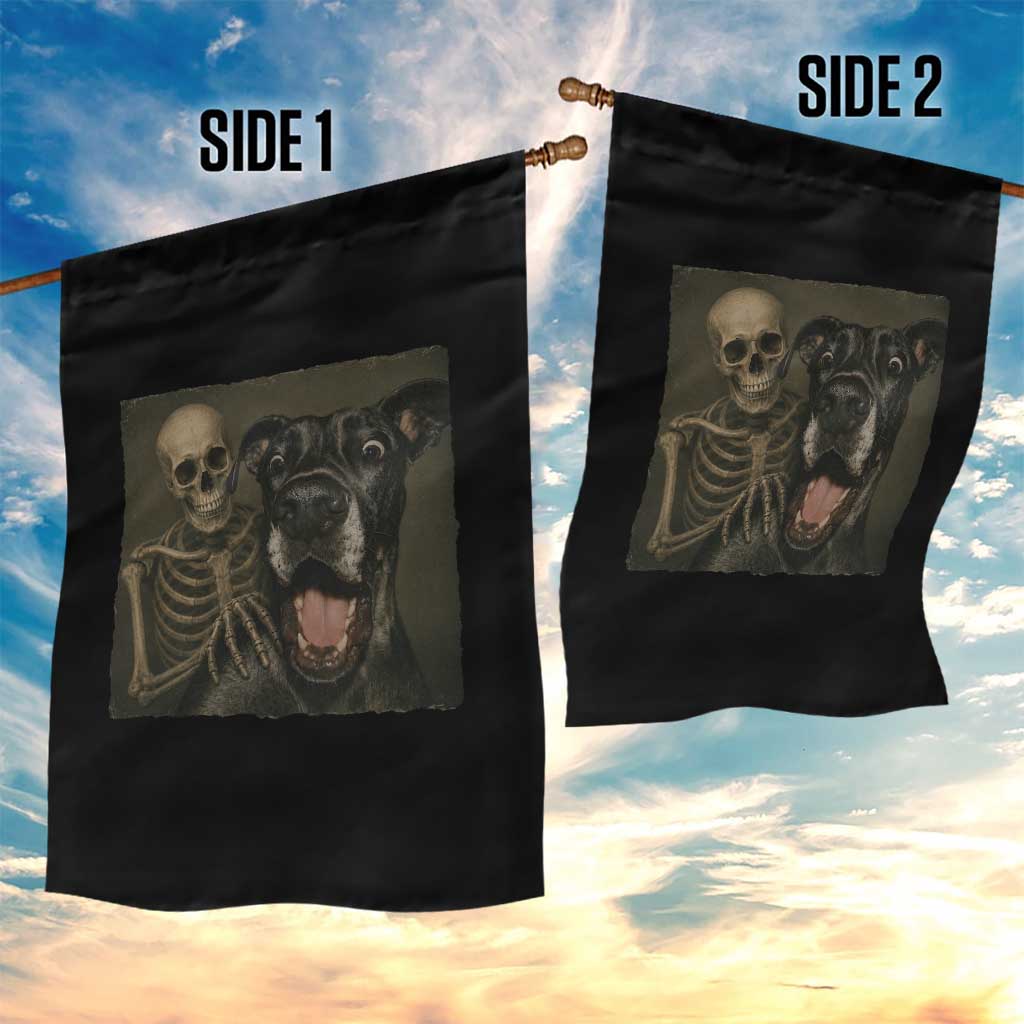 Funny Skeleton Selfie With Great Dane Garden Flag Halloween Spooky Dog Lover Gift TS12 Print Your Wear