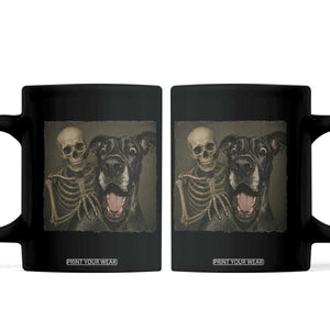 Funny Skeleton Selfie With Great Dane Coffee Mug Halloween Spooky Dog Lover Gift TS12 Black Print Your Wear