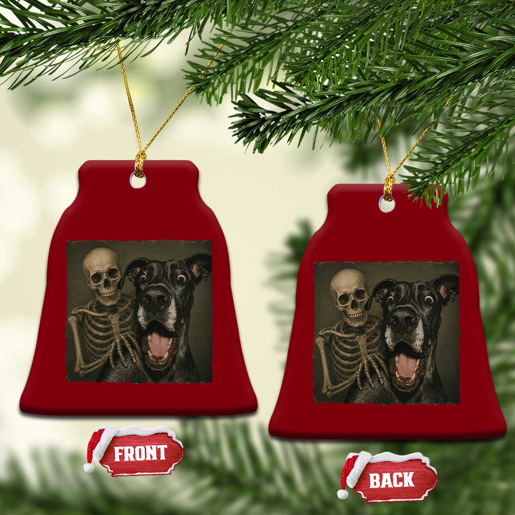Funny Skeleton Selfie With Great Dane Ceramic Ornament Halloween Spooky Dog Lover Gift TS12 Print Your Wear