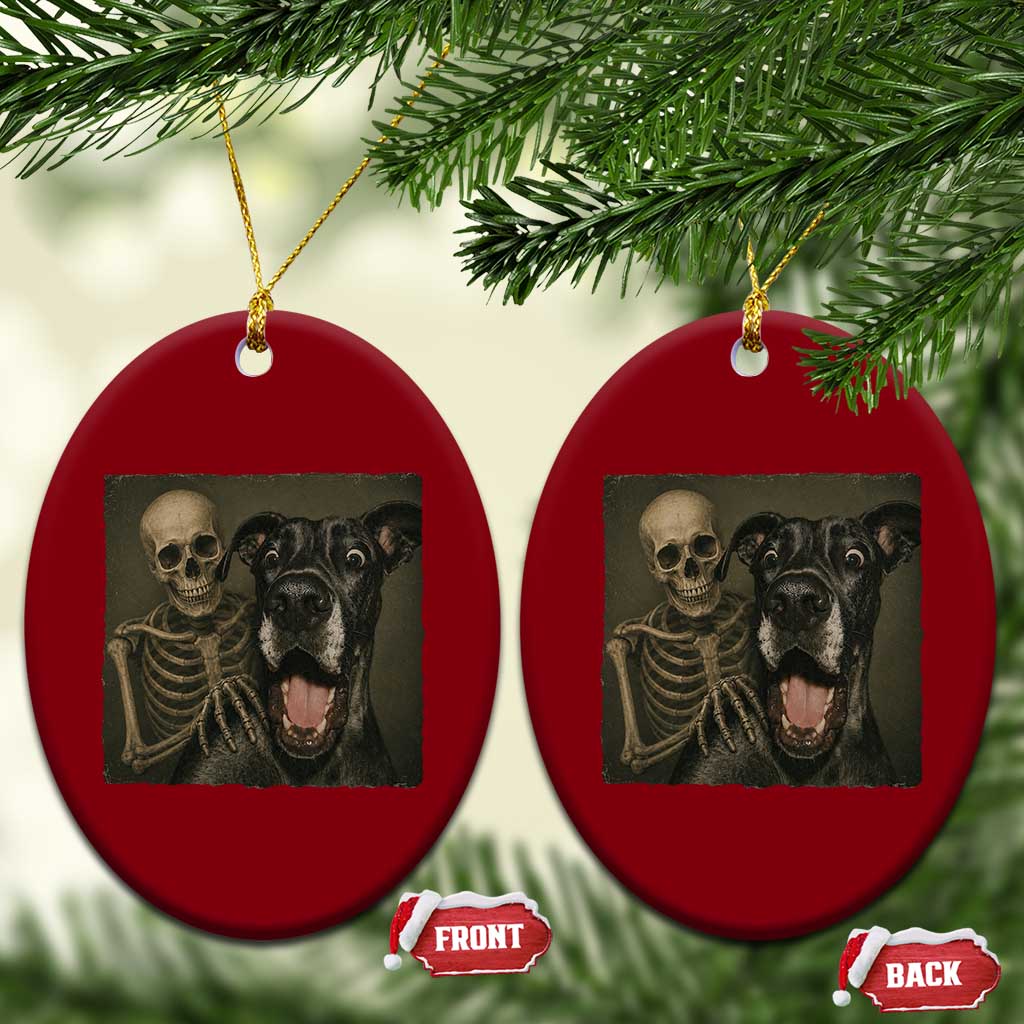 Funny Skeleton Selfie With Great Dane Ceramic Ornament Halloween Spooky Dog Lover Gift TS12 Print Your Wear
