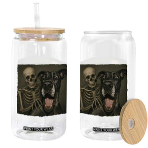 Funny Skeleton Selfie With Great Dane Glass Can Halloween Spooky Dog Lover Gift TS12 Print Your Wear