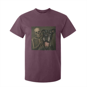 Funny Skeleton Selfie With Great Dane T Shirt For Kid Halloween Spooky Dog Lover Gift TS12 Maroon Print Your Wear