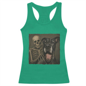 Funny Skeleton Selfie With Great Dane Racerback Tank Top Halloween Spooky Dog Lover Gift TS12 Irish Green Print Your Wear
