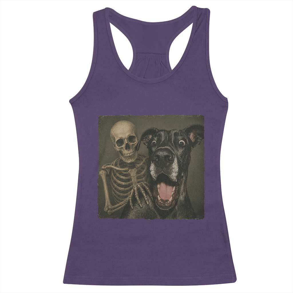 Funny Skeleton Selfie With Great Dane Racerback Tank Top Halloween Spooky Dog Lover Gift TS12 Purple Print Your Wear