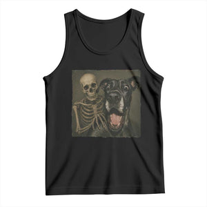 Funny Skeleton Selfie With Great Dane Tank Top Halloween Spooky Dog Lover Gift TS12 Black Print Your Wear
