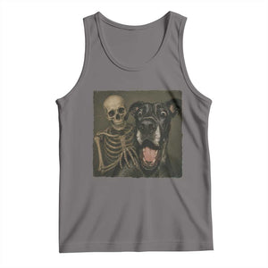 Funny Skeleton Selfie With Great Dane Tank Top Halloween Spooky Dog Lover Gift TS12 Deep Heather Print Your Wear
