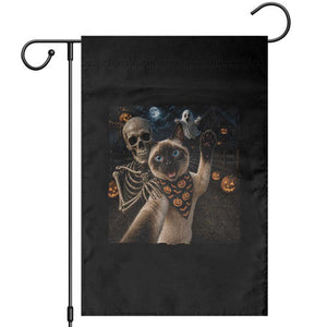 Funny Skeleton Selfie Siamese Cat Garden Flag Halloween Spooky Cat Lover Gift TS12 Black Print Your Wear