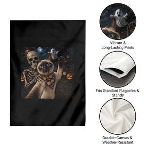 Funny Skeleton Selfie Siamese Cat Garden Flag Halloween Spooky Cat Lover Gift TS12 Print Your Wear