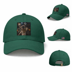 Funny Skeleton Selfie Siamese Cat Baseball Cap Halloween Spooky Cat Lover Gift TS12 Baseball Cap Universal Fit Irish Green Print Your Wear