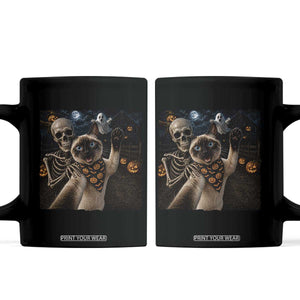 Funny Skeleton Selfie Siamese Cat Coffee Mug Halloween Spooky Cat Lover Gift TS12 Black Print Your Wear
