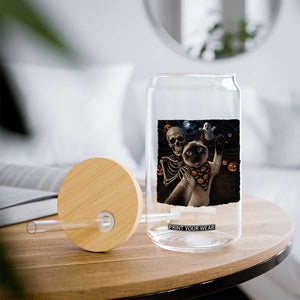 Funny Skeleton Selfie Siamese Cat Glass Can Halloween Spooky Cat Lover Gift TS12 Print Your Wear