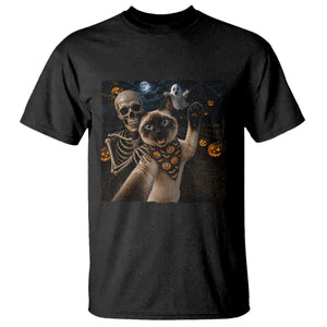 Funny Skeleton Selfie Siamese Cat T Shirt Halloween Spooky Cat Lover Gift TS12 Black Print Your Wear
