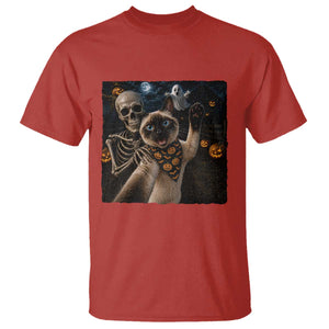 Funny Skeleton Selfie Siamese Cat T Shirt Halloween Spooky Cat Lover Gift TS12 Red Print Your Wear