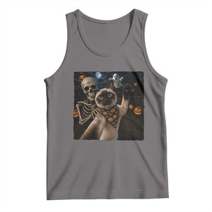 Funny Skeleton Selfie Siamese Cat Tank Top Halloween Spooky Cat Lover Gift TS12 Deep Heather Print Your Wear
