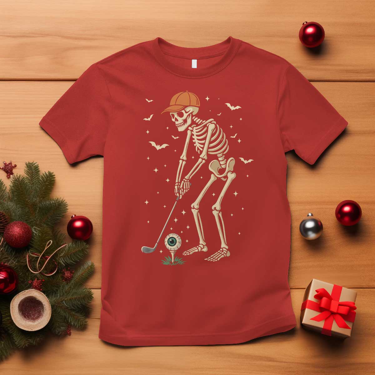 Halloween Skeleton Golfer T Shirt Funny Golf Lover Gift TS12 Red Print Your Wear