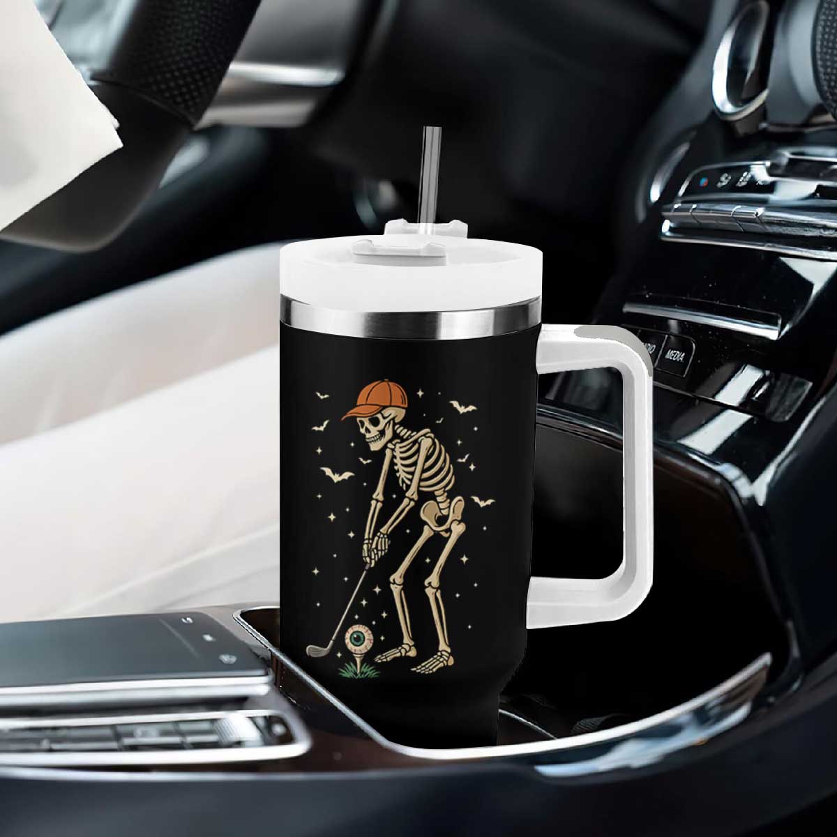 Halloween Skeleton Golfer Tumbler With Handle Funny Golf Lover Gift TS12 Print Your Wear
