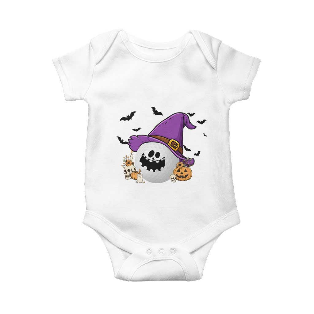 Halloween Golfer Gift Baby Onesie Creepy Golf Ball With Witch Hat TS12 White Print Your Wear