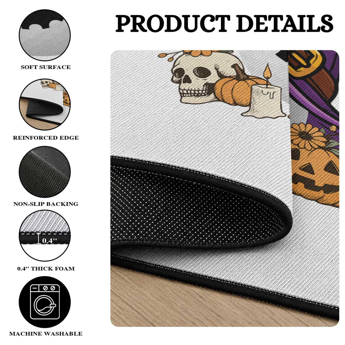 Halloween Golfer Gift Round Rug Creepy Golf Ball With Witch Hat