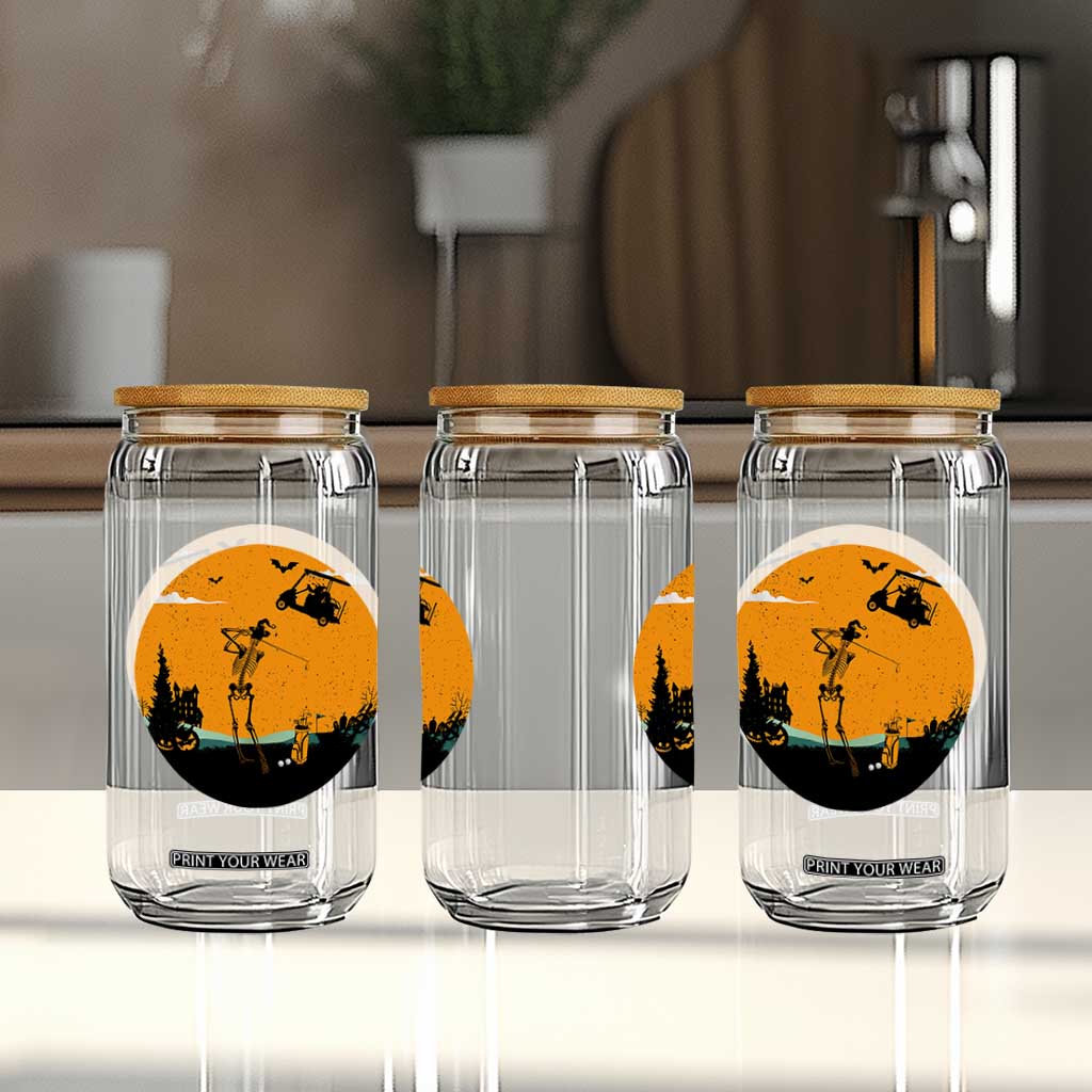 Funny Skeleton Golf Player Glass Can Halloween Gift TS12 Print Your Wear
