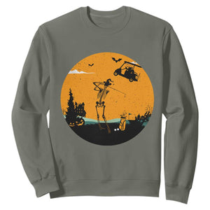 Funny Skeleton Golf Player Sweatshirt Halloween Gift TS12 Military Green Print Your Wear