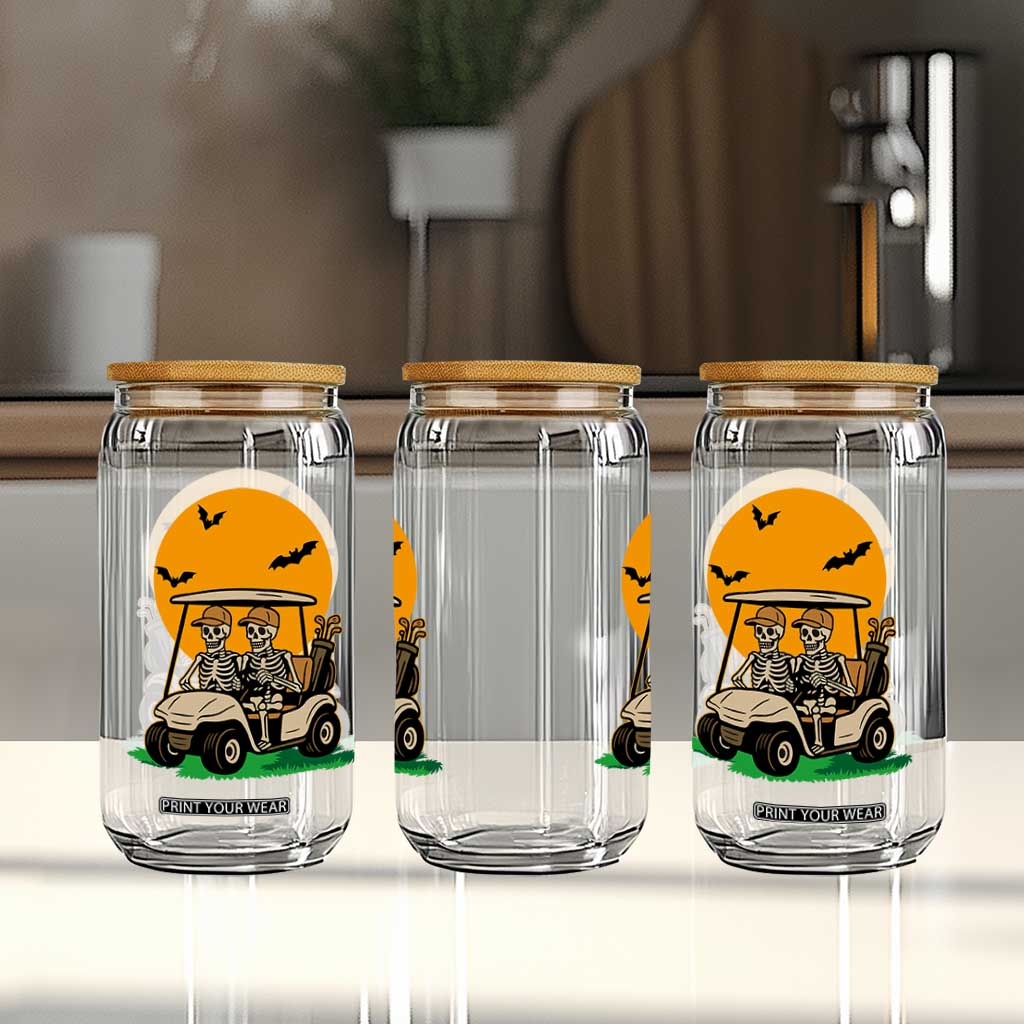 Funny Halloween Gift Glass Can Skeleton Driving Golf Cart TS12 Print Your Wear