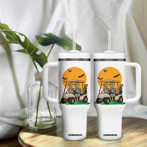 Funny Halloween Gift Tumbler With Handle Skeleton Driving Golf Cart TS12 Print Your Wear