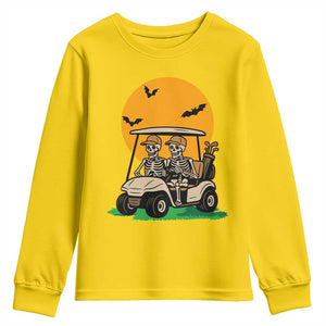 Funny Halloween Gift Youth Sweatshirt Skeleton Driving Golf Cart TS12 Daisy Print Your Wear