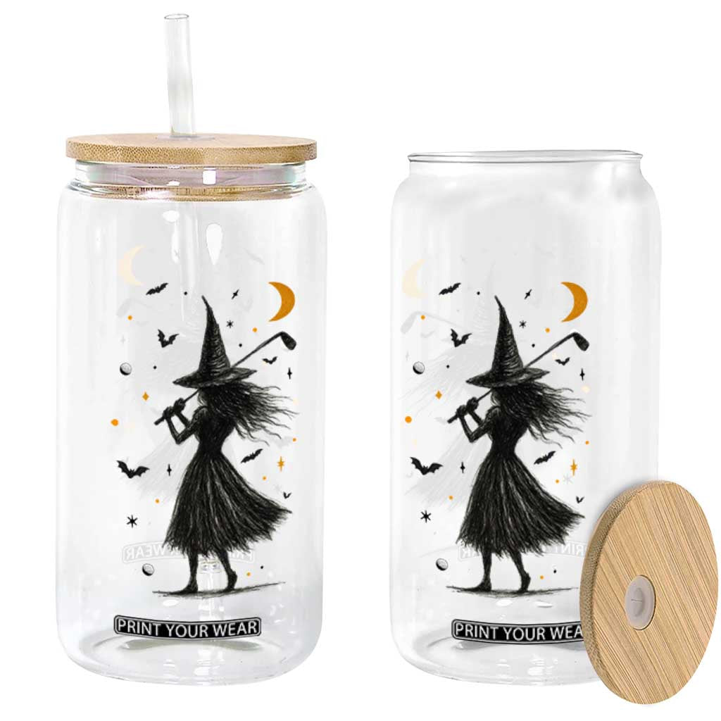 Halloween Sports Gift Glass Can Creepy Witch With Golf Club TS12 Print Your Wear