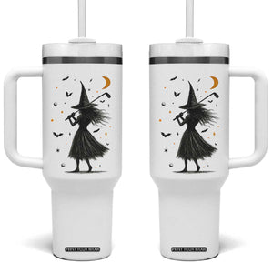 Halloween Sports Gift Tumbler With Handle Creepy Witch With Golf Club TS12 One Size: 40 oz White Print Your Wear